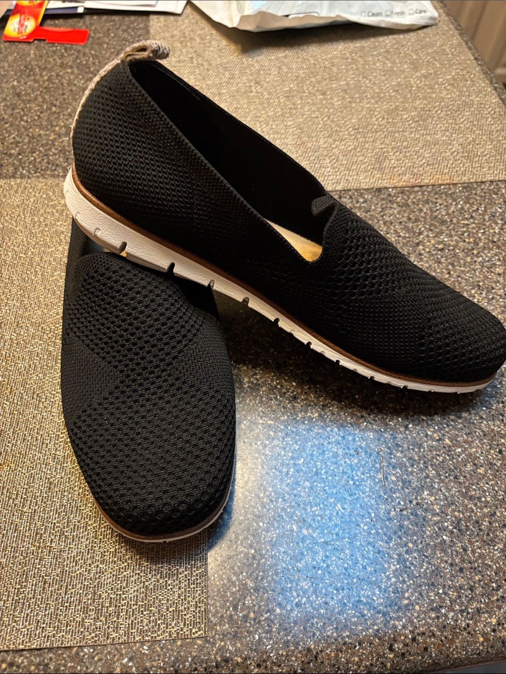White Mountain Black Knit Slip-On Shoes